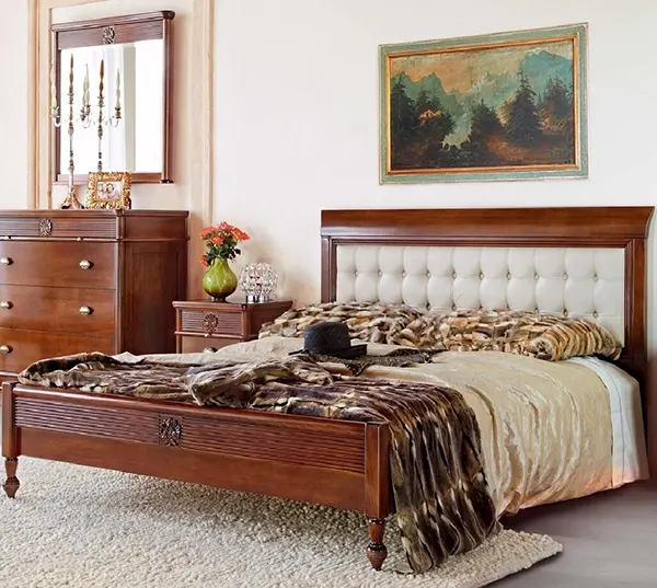 Кровать с мягким изголовьем "Мария Сильва" Слоновая кость MS144  купить в интернет магазине Мебель из массива. Звоните +7 495 961-63-63 Кровати из массива дерева